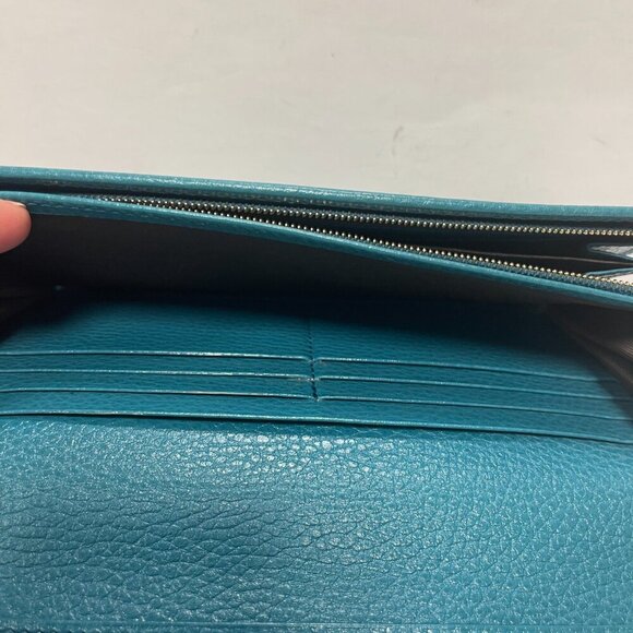 Gucci Blue Pebbled Leather Swing Continental Wallet - Preowned - Picture 13 of 16